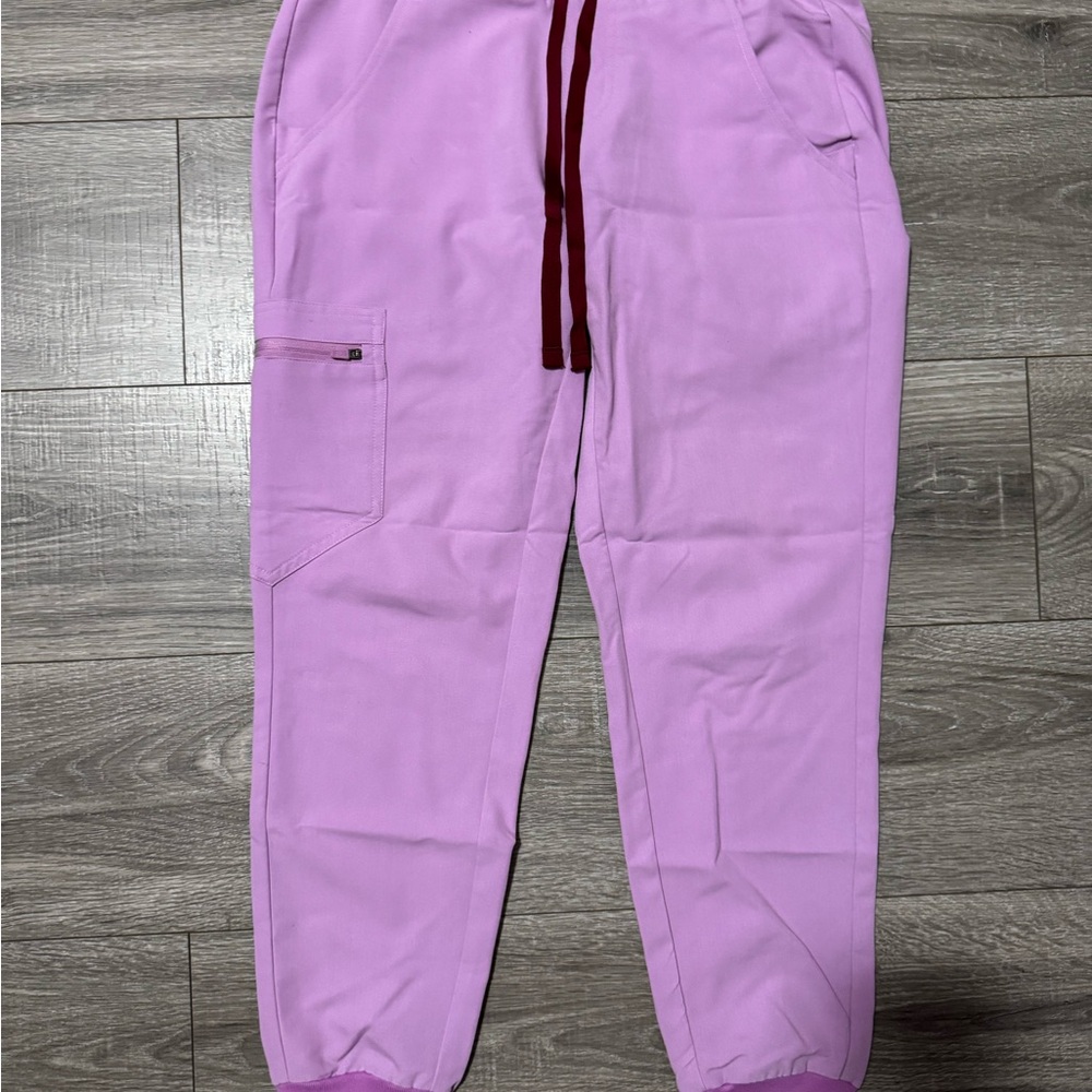 Lavender Joggers with Burgundy Stripe